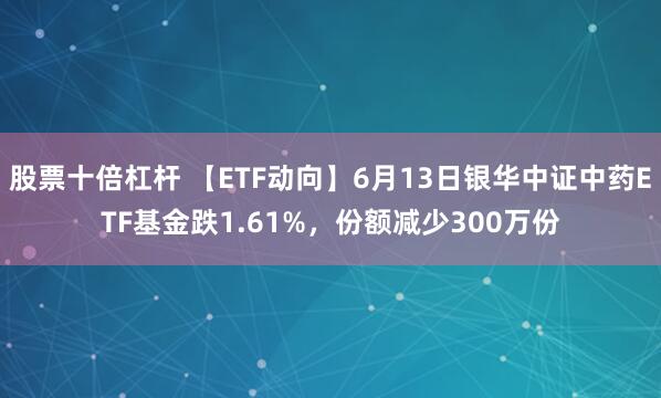 股票十倍杠杆 【ETF动向】6月13日银华中证中药ETF基金跌1.61%，份额减少300万份